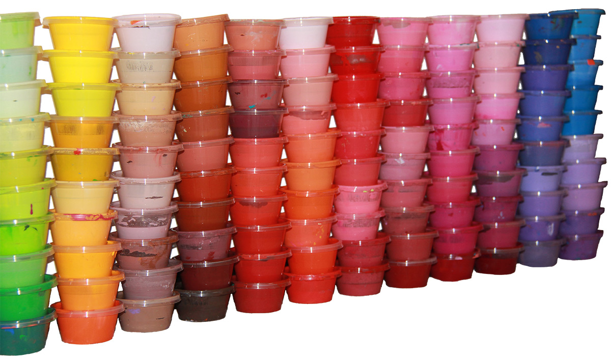 vibrant paint pots